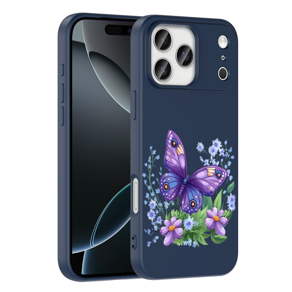 Cottagecore Purple Butterfly Floral iPhone 17 Pro Max Case