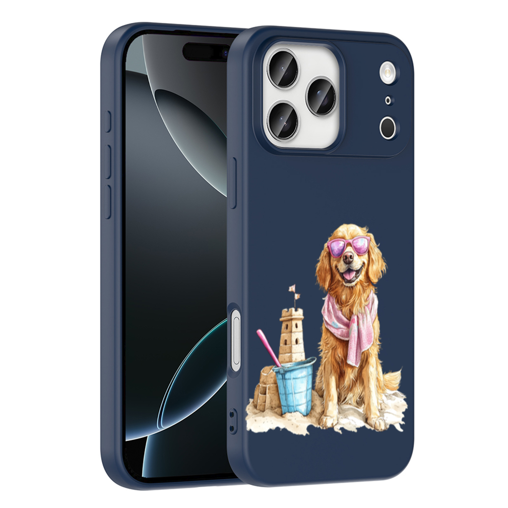 Beach Golden Retriever Pink Sunglasses iPhone 17 Pro Max Case