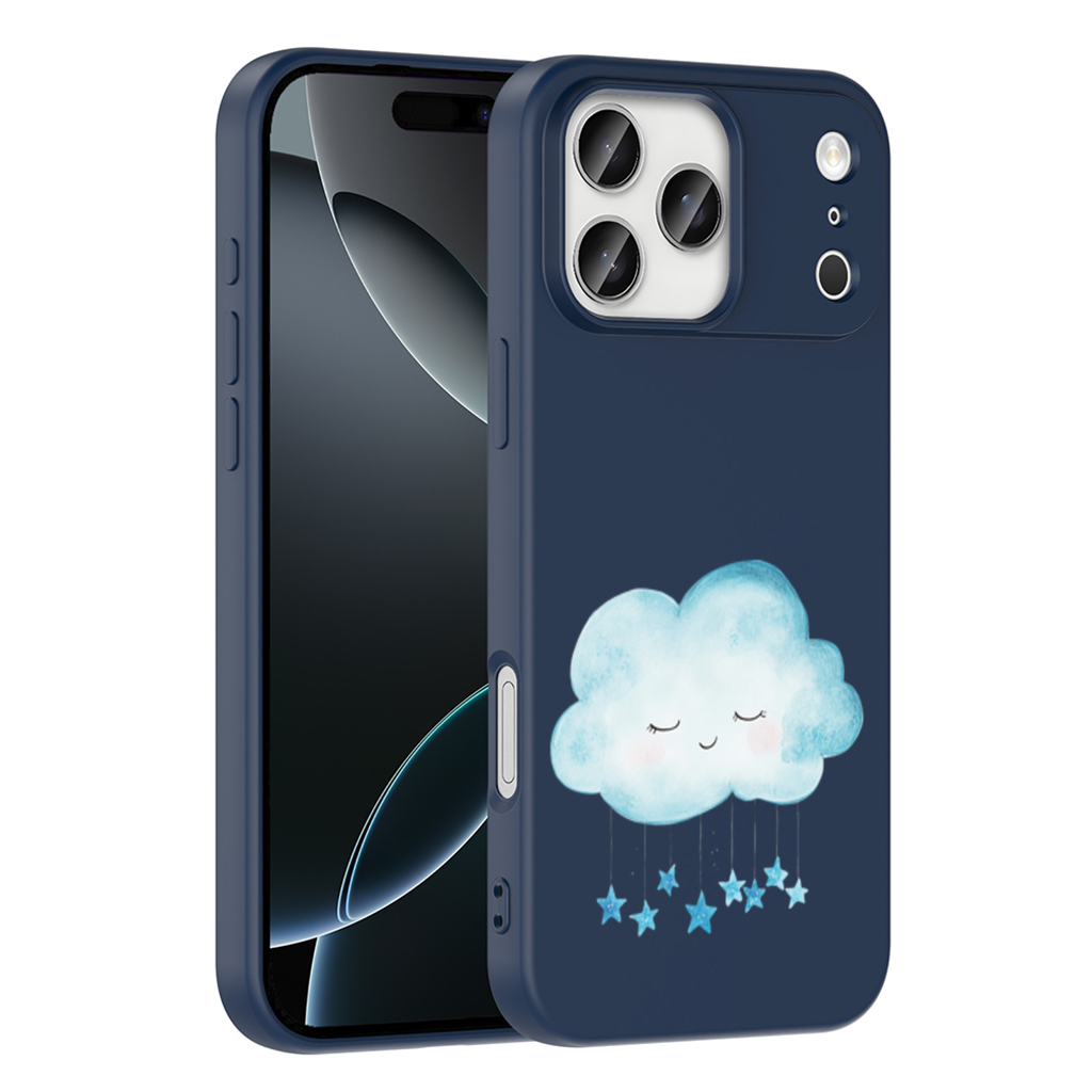 Watercolor Sleepy Cloud and Blue Stars iPhone 17 Pro Max Case