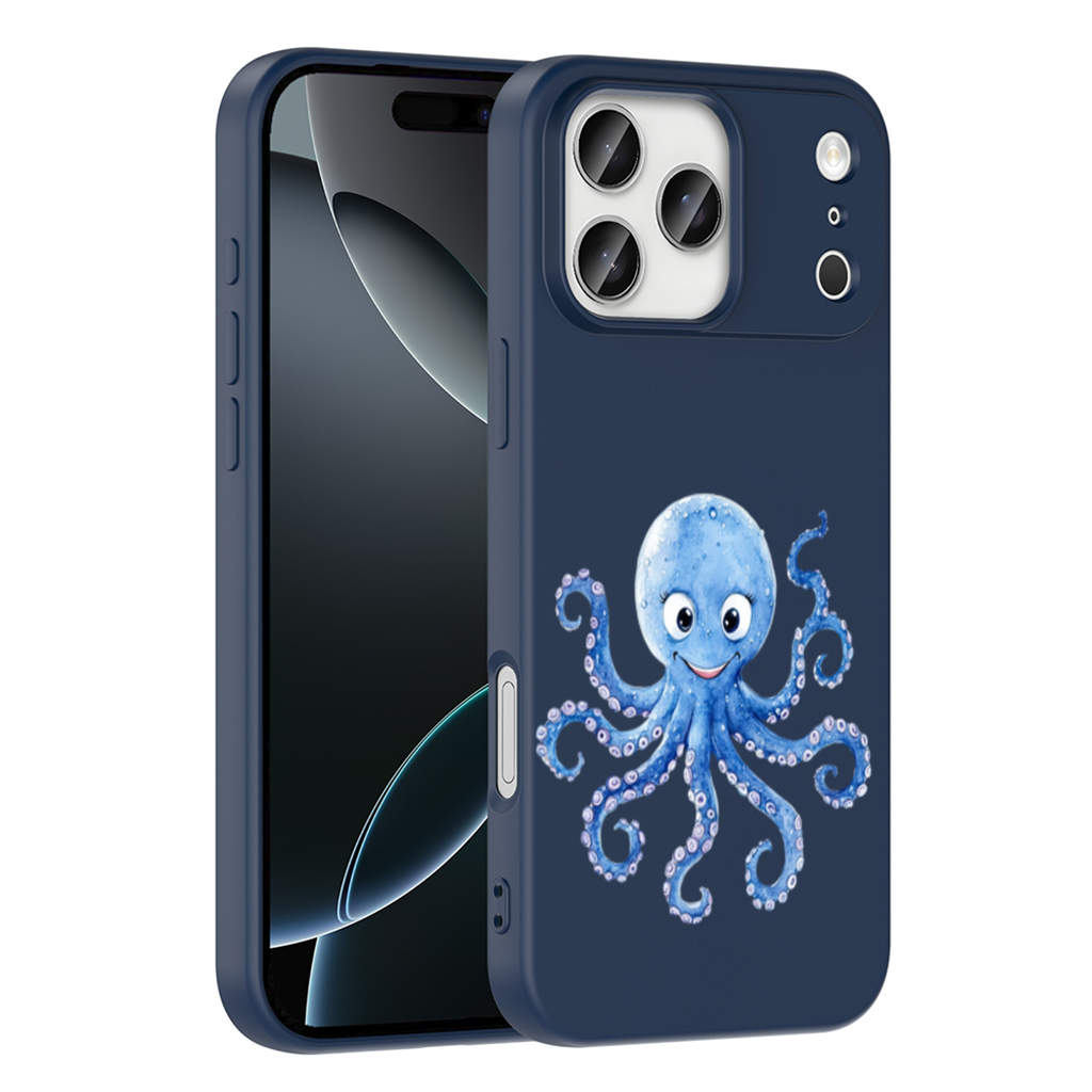 Sevimli Mavi Suluboya Ahtapot iPhone 17 Pro Max Kılıfı