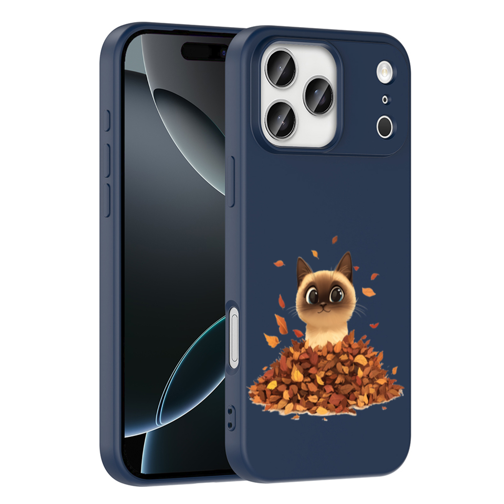 Siamese Cat in Autumn Leaf Pile iPhone 17 Pro Max Case