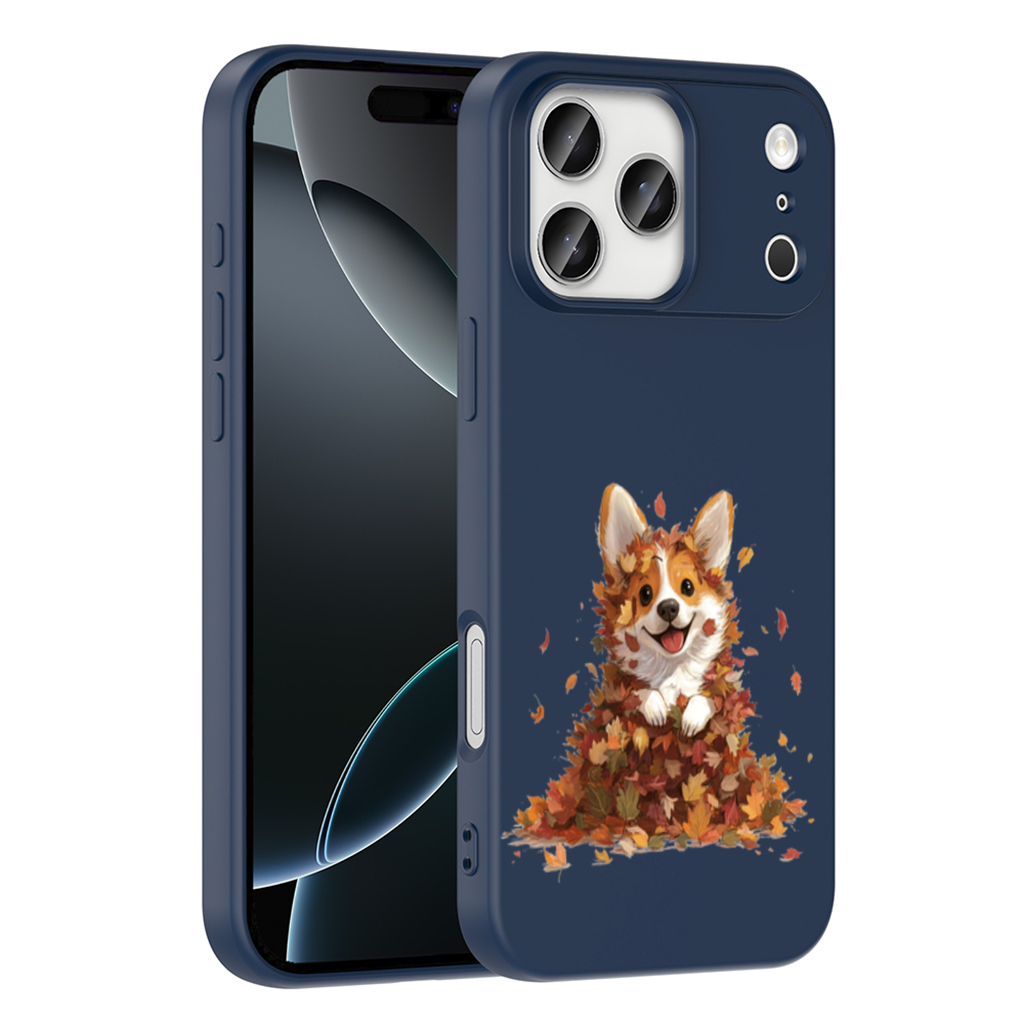 Happy Corgi Puppy in Fall Leaves iPhone 17 Pro Max Case