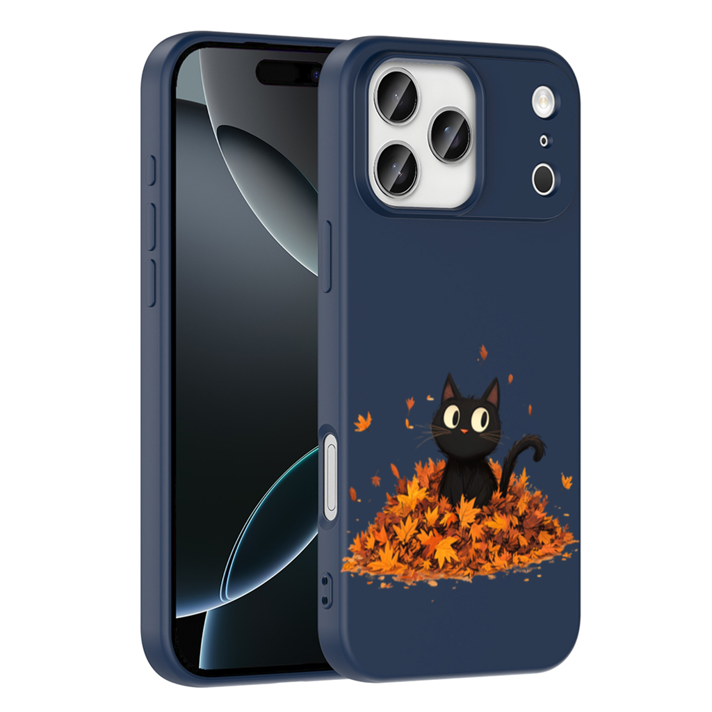 Cute Black Cat in Autumn Leaves iPhone 17 Pro Max Case