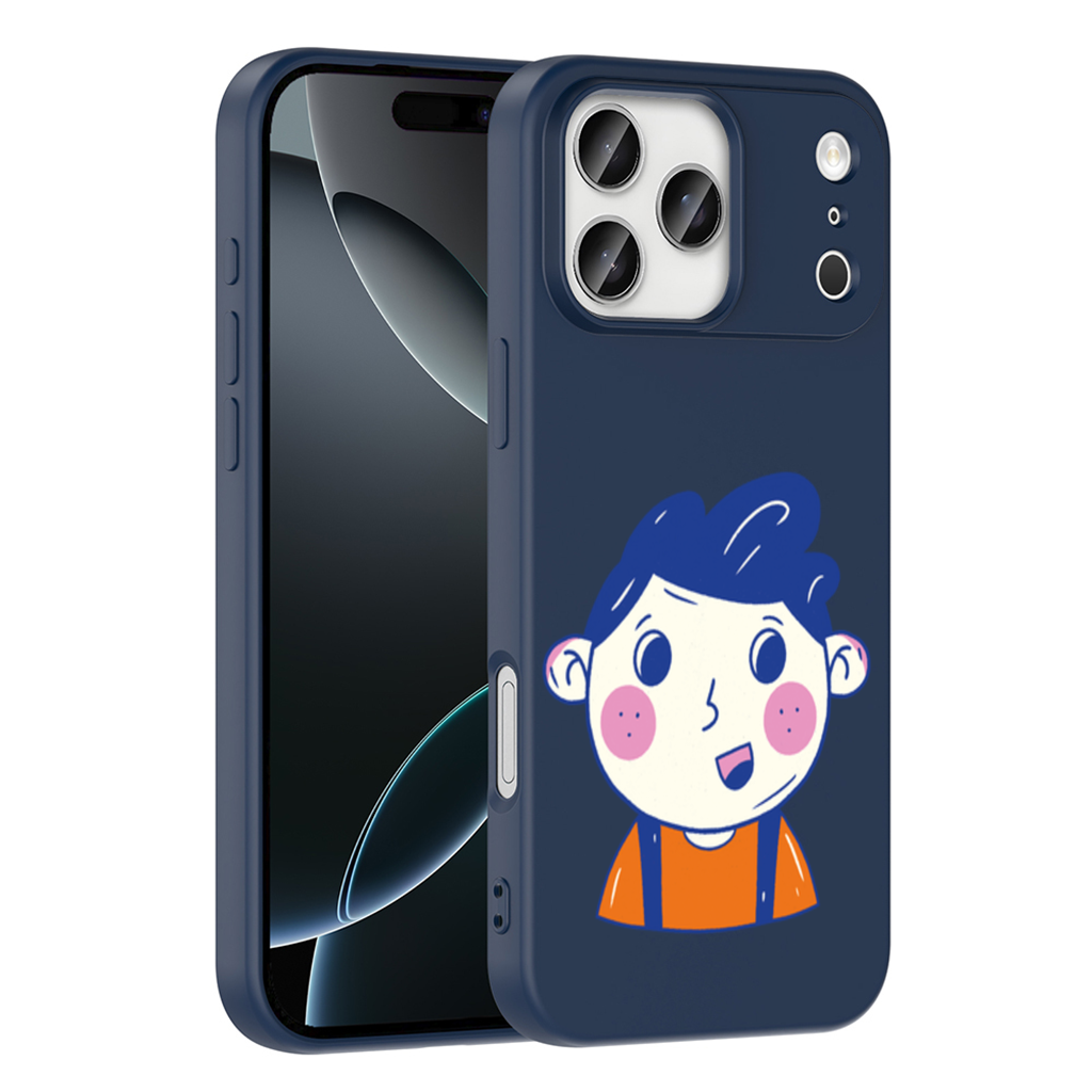 Cute Smiling Boy with Blue Hair iPhone 17 Pro Max Case