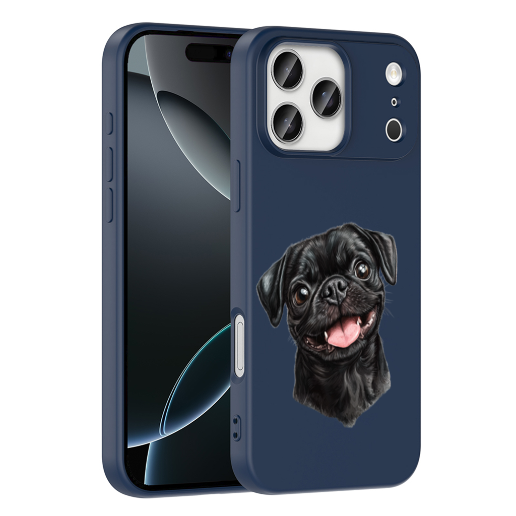Happy Black Pug Face iPhone 17 Pro Max Case