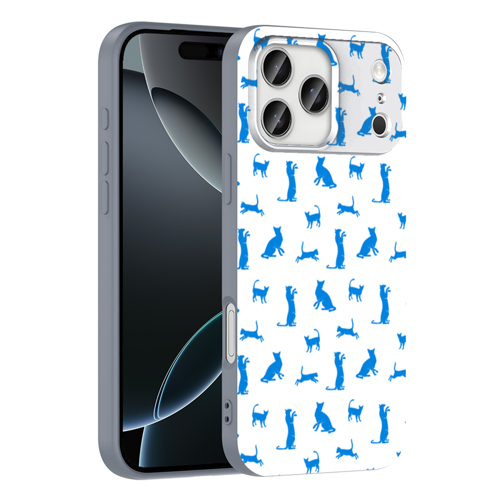 Blue Cat Silhouettes Seamless Pattern iPhone 17 Pro Max Case
