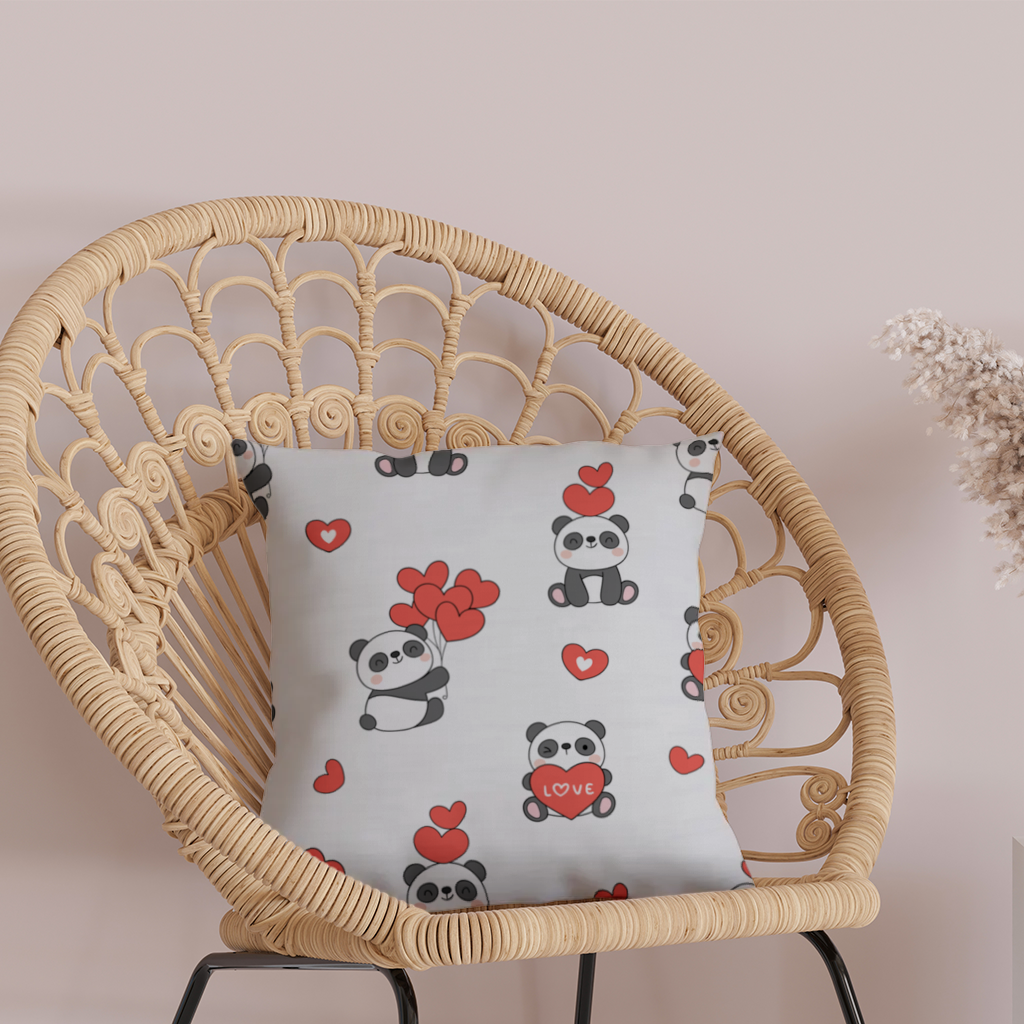 Cute Panda Valentines Day Love Heart Pattern Design Decorative pillow cover