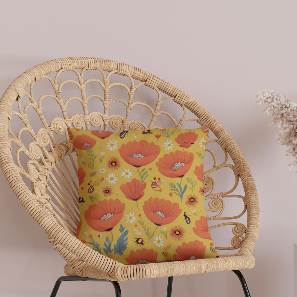 Floral  Insect Pattern  Colorful Design Decorative pillow cover