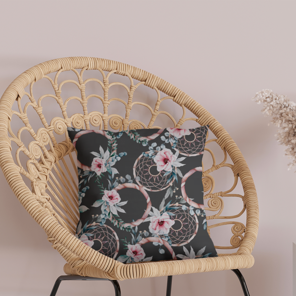 Boho Floral Dreamcatcher Pattern Decorative pillow cover