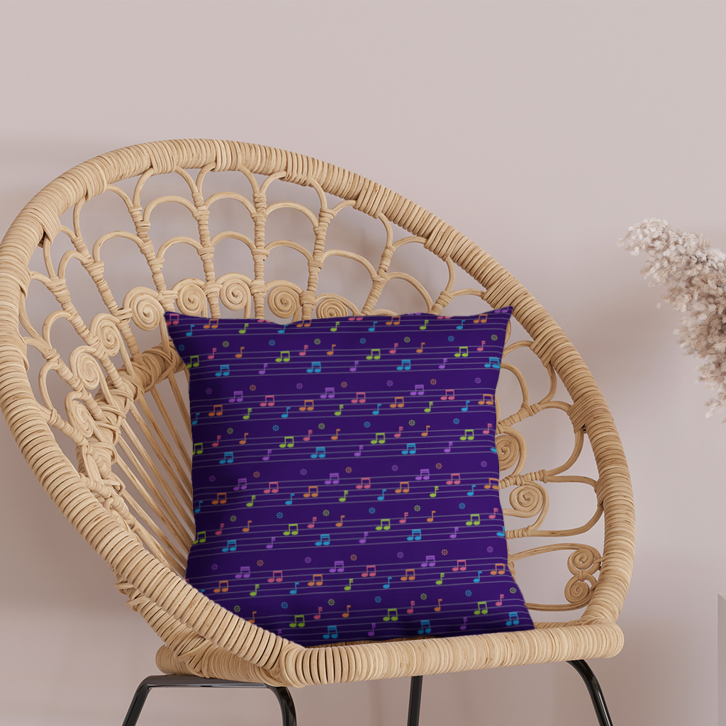 Colorful Music Notes and Modern Rhythm Seamless Pattern Decorative pillow cover
