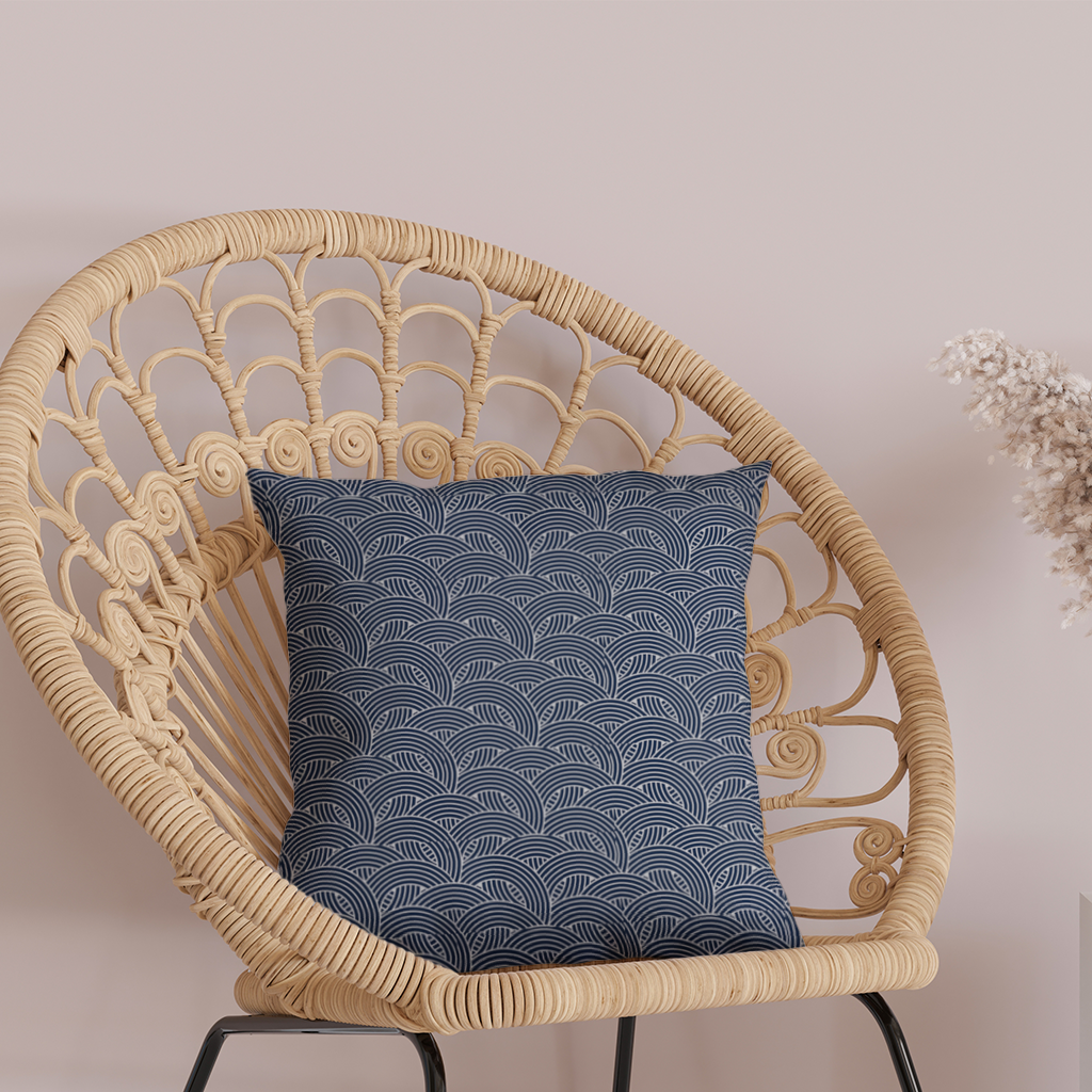 Navy and White Semi Circle Geometric Pattern Decorative pillow cover