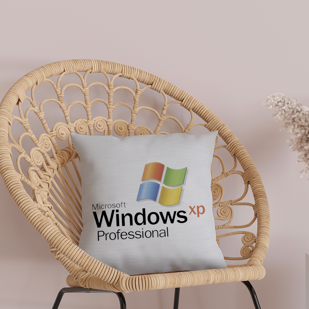 Dijital Nostalji İkonik Windows XP Logosu Dekoratif Kırlent Kılıfı