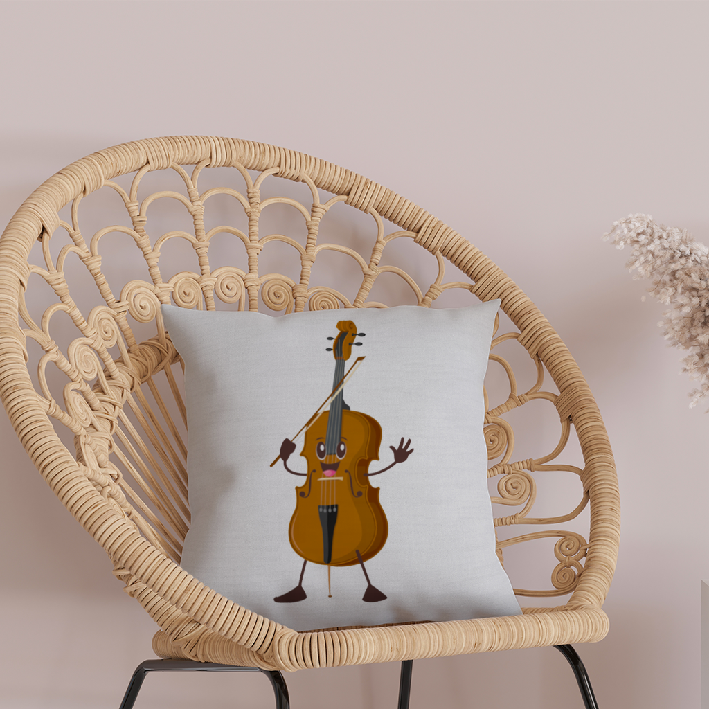 Happy Cello Character Art Design Decorative pillow cover