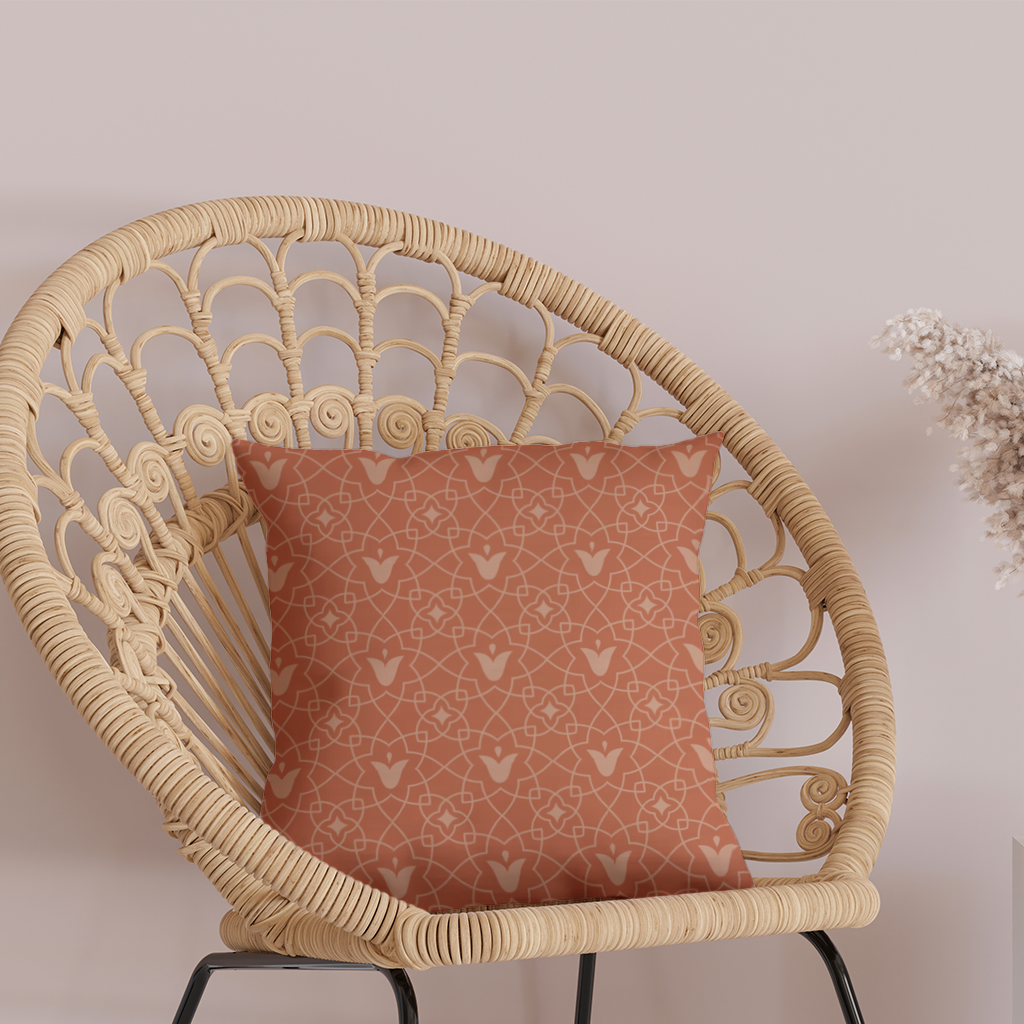 Modern Geometric Linear Terracotta Pattern Decorative pillow cover