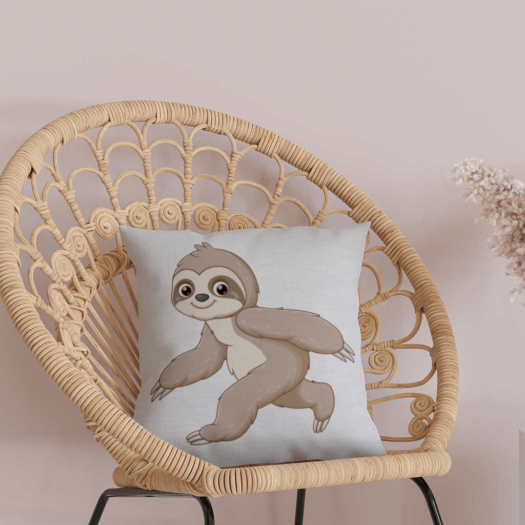 Cute Joyful Walking Sloth Decorative pillow cover