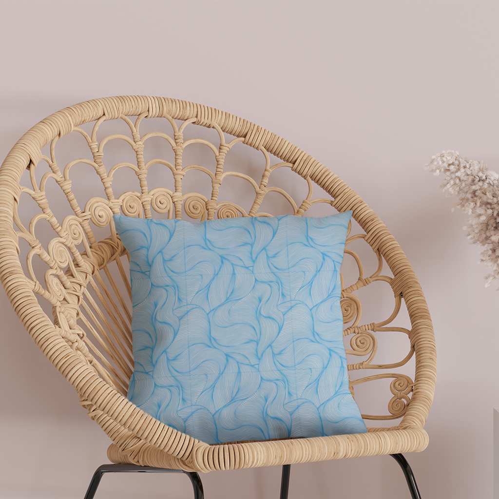 Blue Wavy Linear Abstract Pattern Decorative pillow cover
