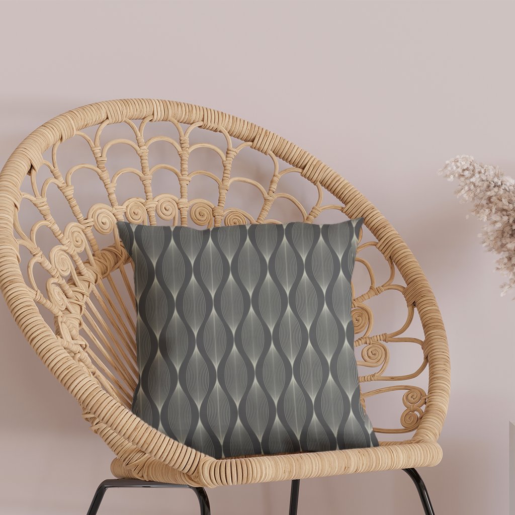 Art Deco Stilinde Geometrik Dalgalı Desen Dekoratif Kırlent Kılıfı