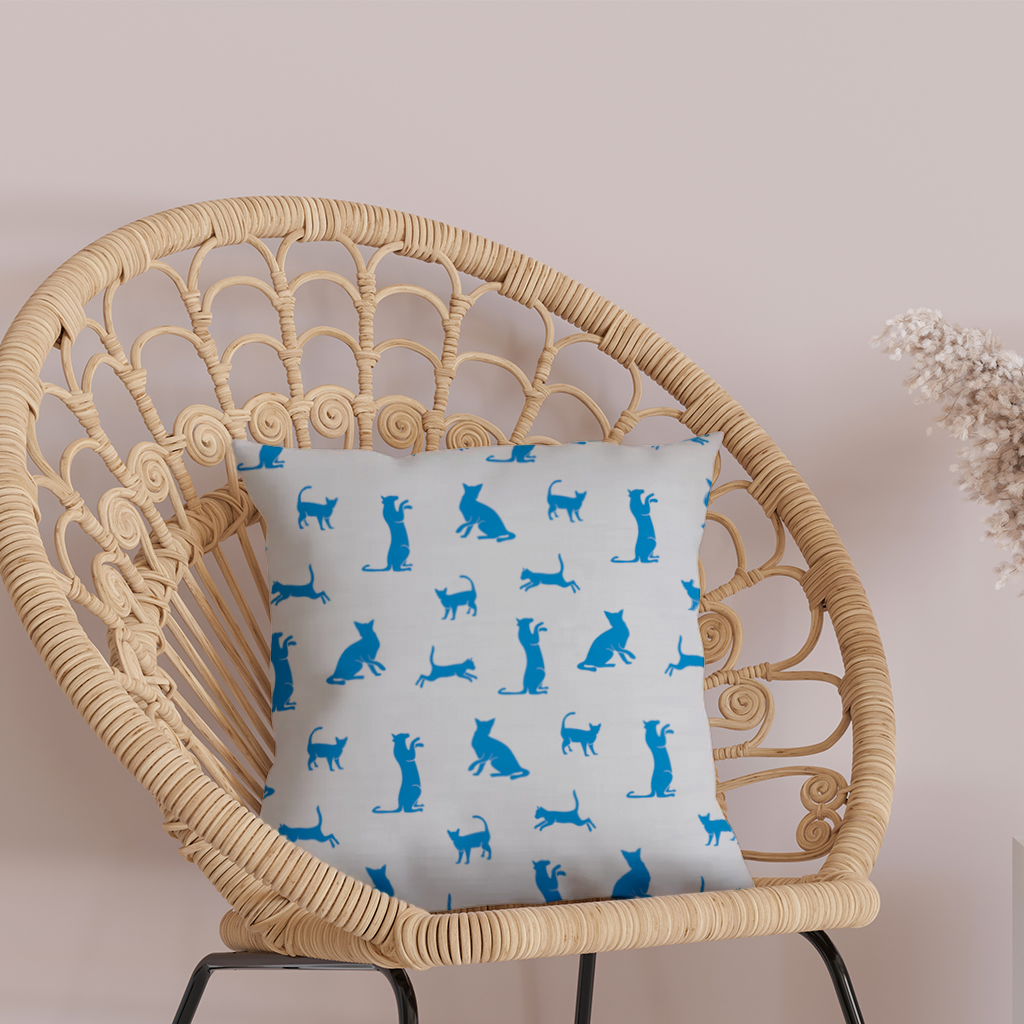 Blue Cat Silhouettes Seamless Pattern Decorative pillow cover
