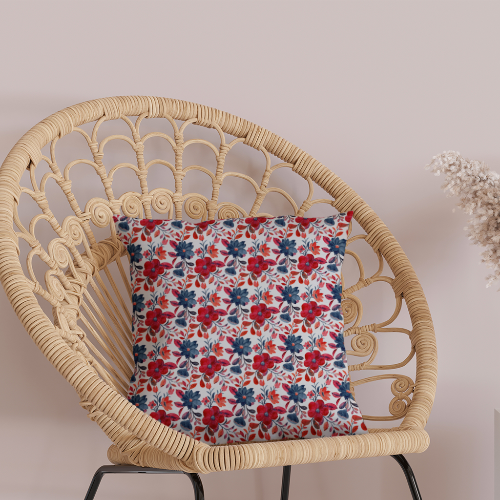 Watercolor Red Navy Floral Decorative pillow cover