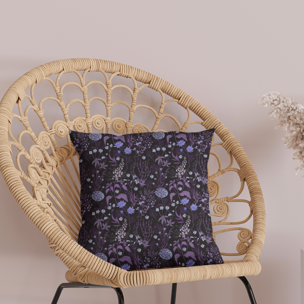 Purple Gothic Botanical Decorative pillow cover
