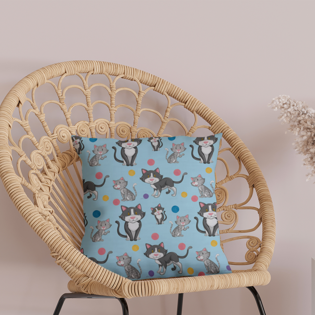 kedi tekrar deseni Dekoratif Kırlent Kılıfı