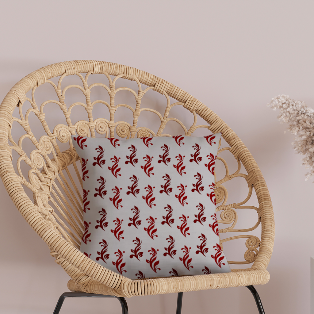 Bordo Barok Kıvrımlar Dekoratif Kırlent Kılıfı