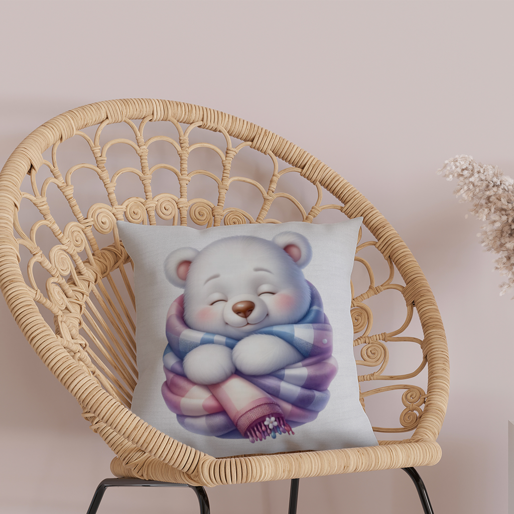 Cozy Sleepy Polar Bear Cub Decorative pillow cover
