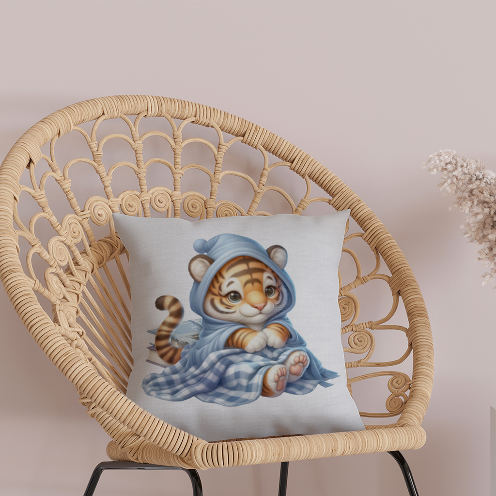 Sleepy Baby Tiger Cub on Books Decorative pillow cover
