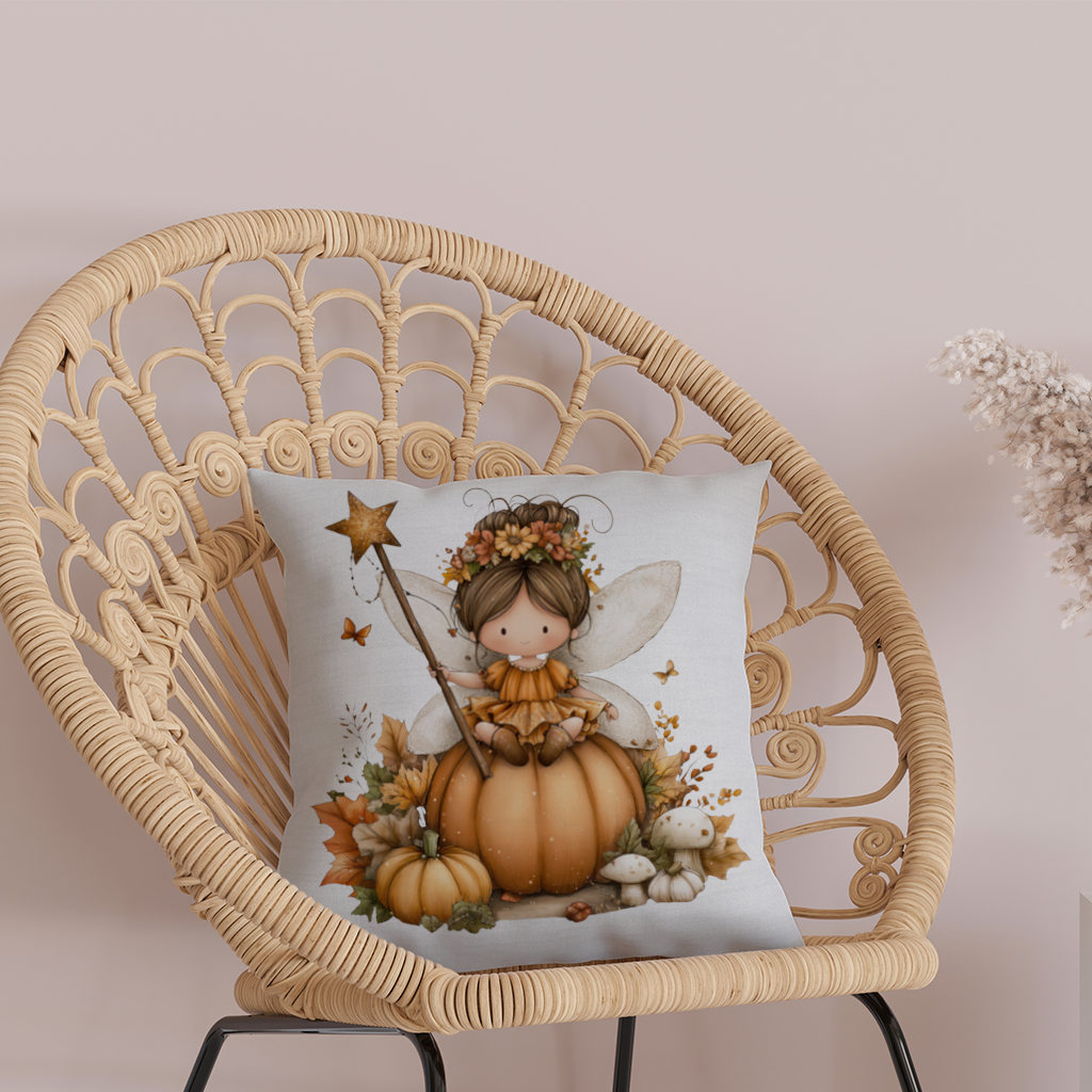 Whimsical Autumn Pumpkin Fairy Decorative pillow cover