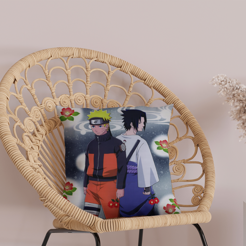Two Rival Warriors with Red Camellias Decorative pillow cover