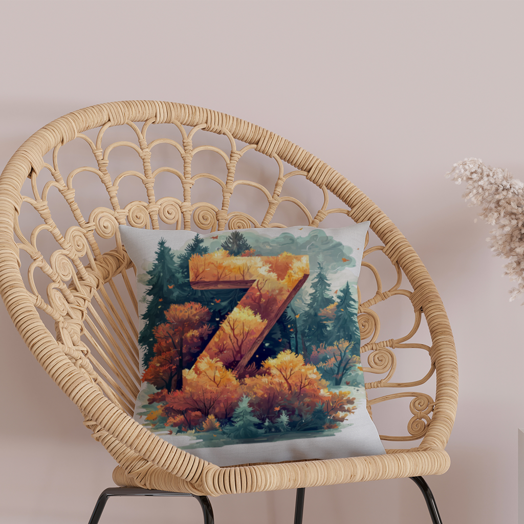 Autumn Leaf Forest Letter Z Decorative pillow cover