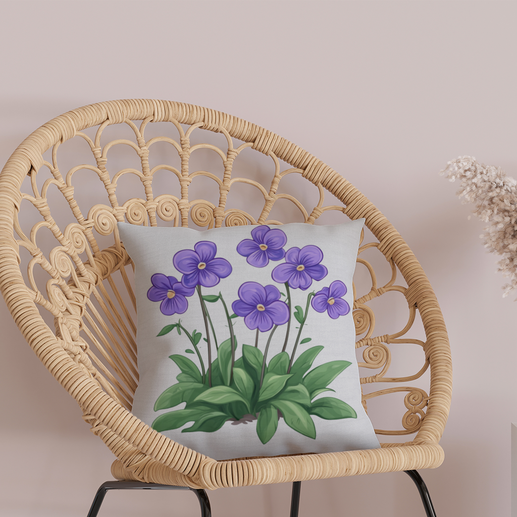 Cottagecore Purple Violets Decorative pillow cover