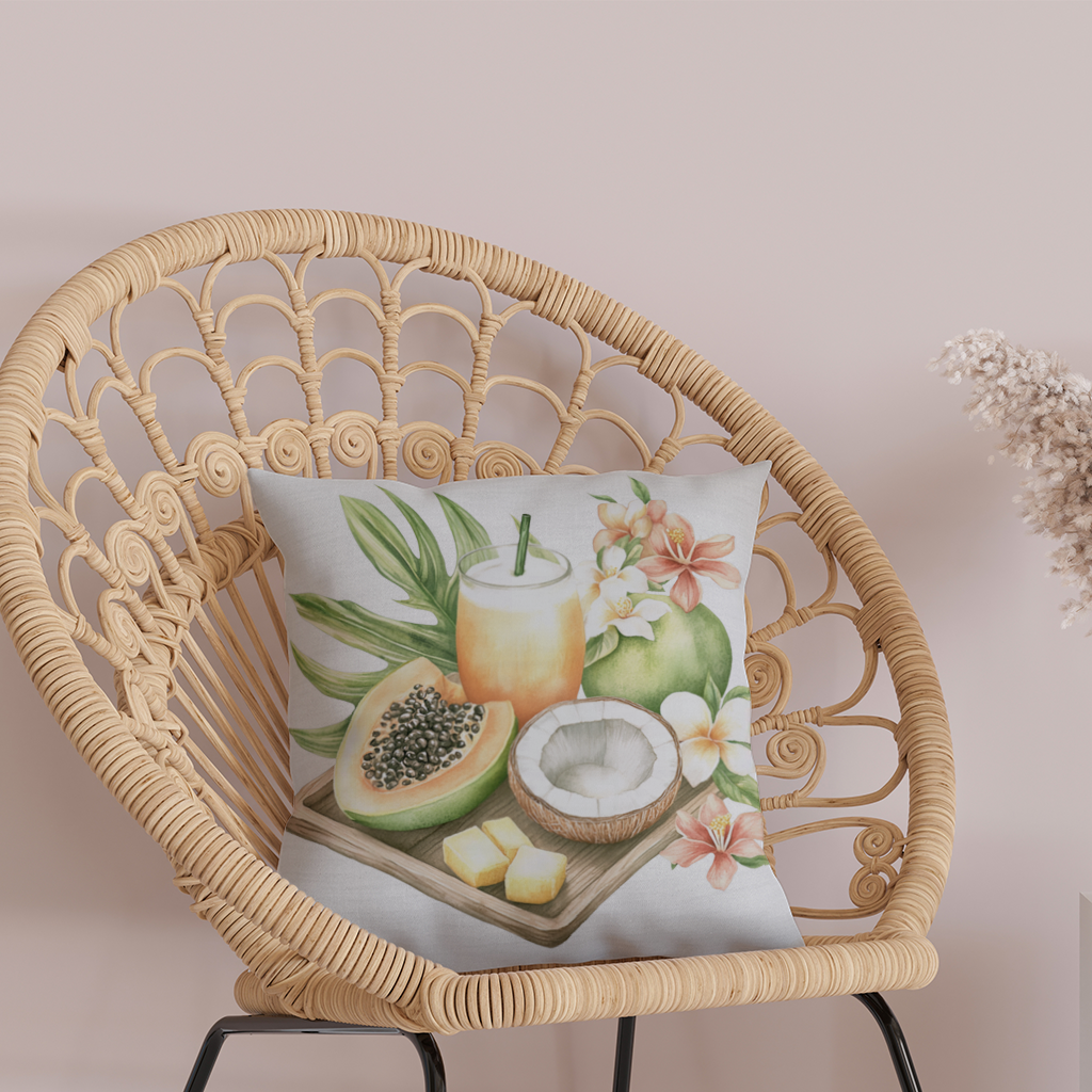 Tropical Papaya and Coconut Juice Decorative pillow cover
