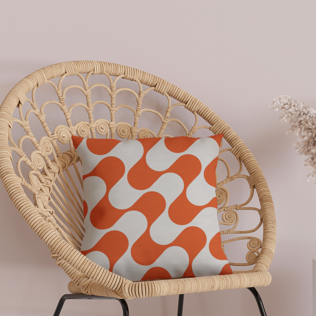 Retro 70s Orange Cream Groovy Curves Decorative pillow cover
