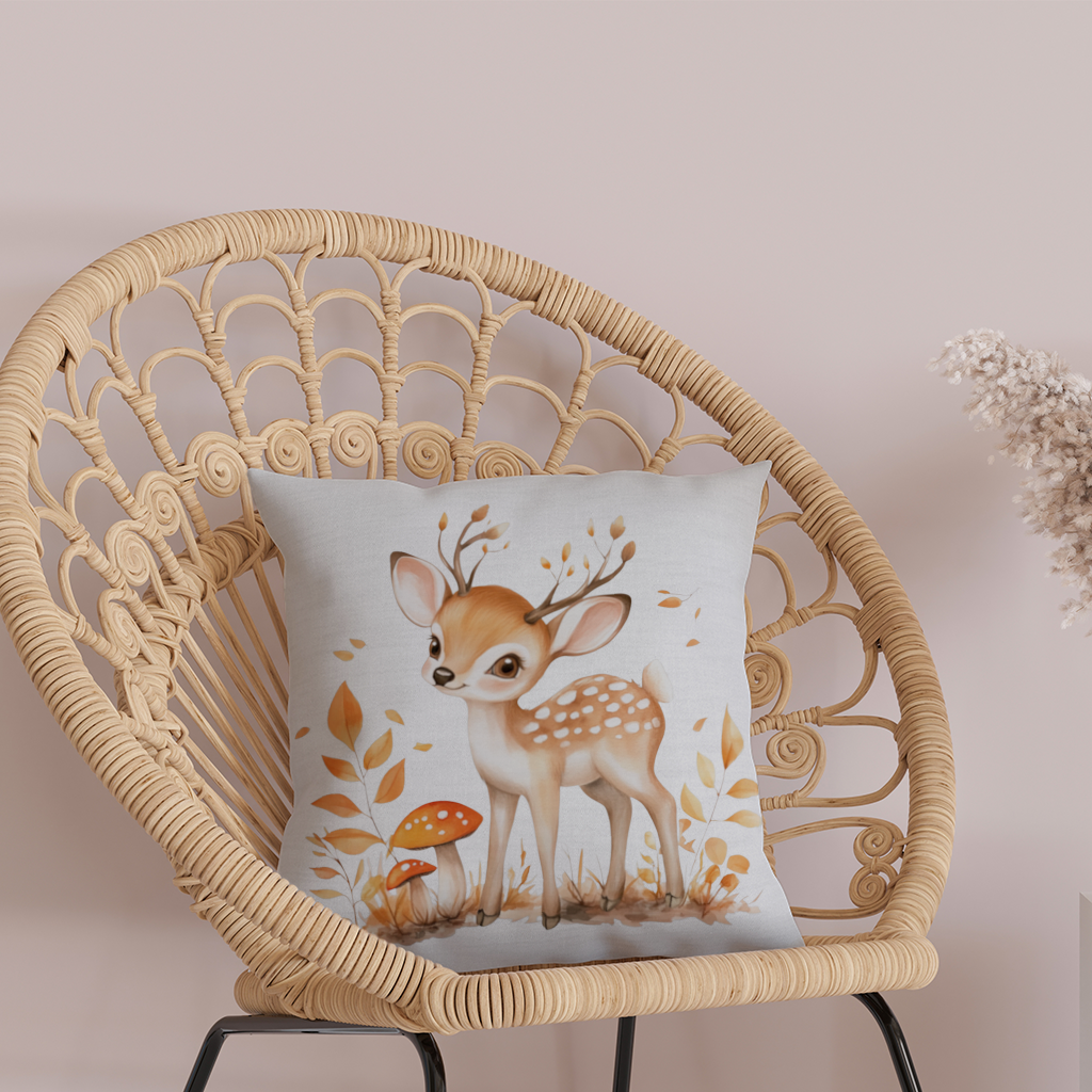 Whimsical Autumn Woodland Fawn Decorative pillow cover