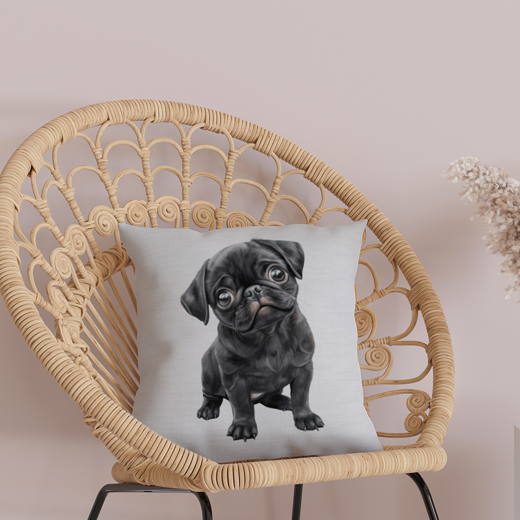 Innocent Black Pug Puppy Decorative pillow cover