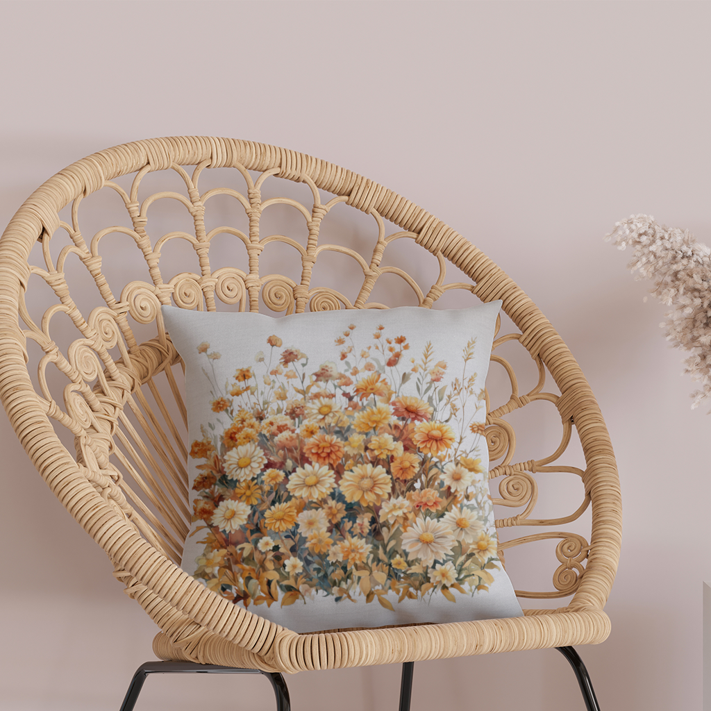 Watercolor Orange Wildflowers Decorative pillow cover