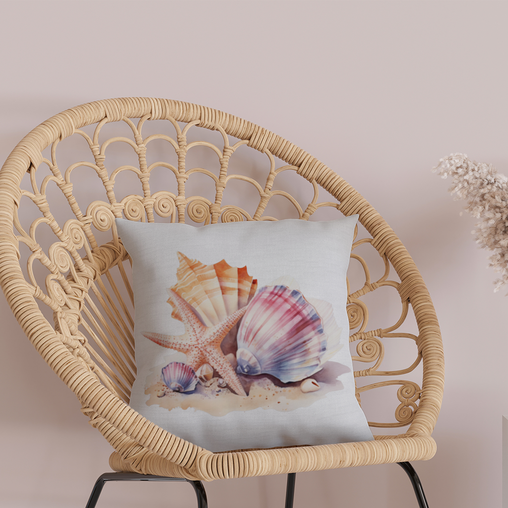 Watercolor Coastal Seashells Decorative pillow cover