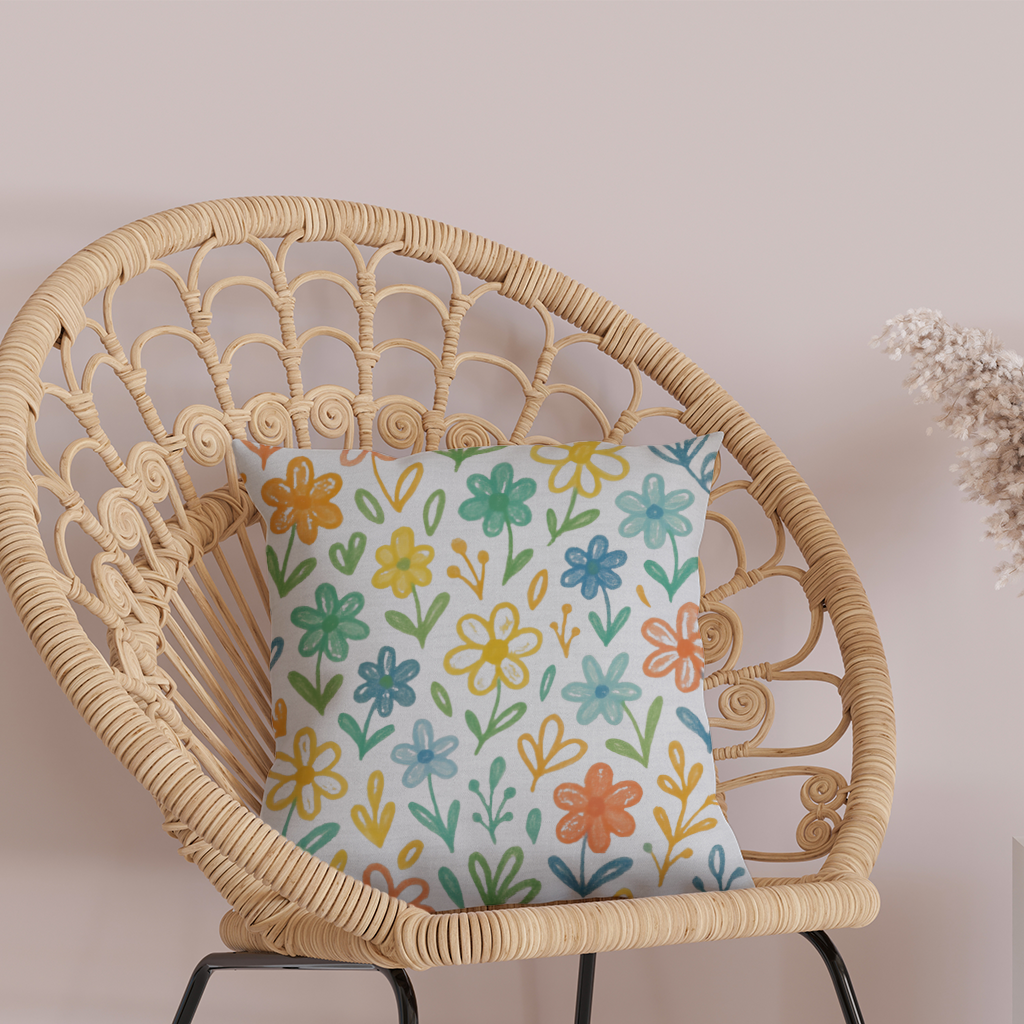 Renkli Boho Kır Çiçekleri Dekoratif Kırlent Kılıfı