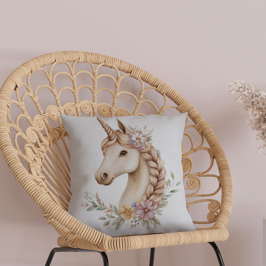 Cottagecore Floral Unicorn Decorative pillow cover