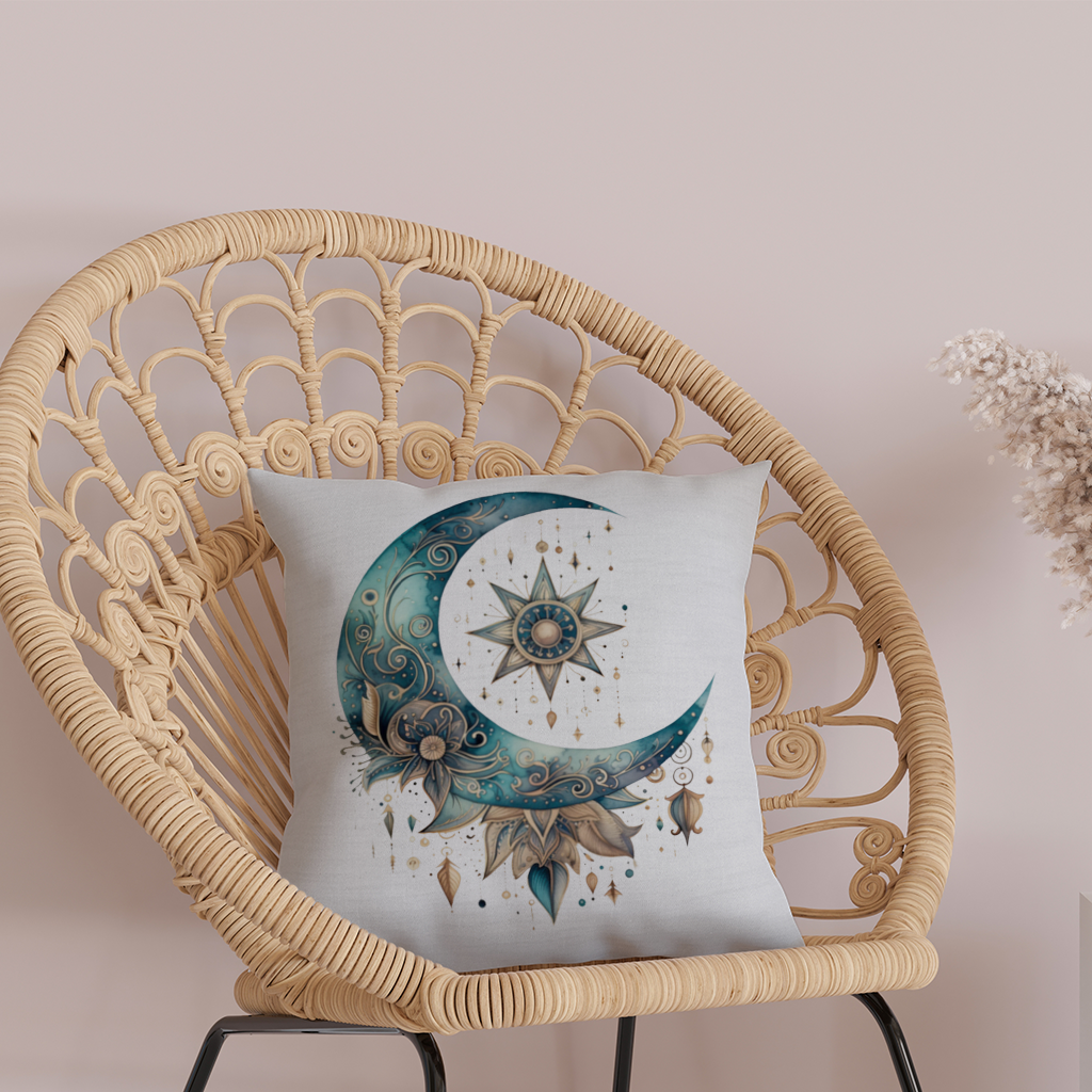 Boho Celestial Sun and Moon Decorative pillow cover