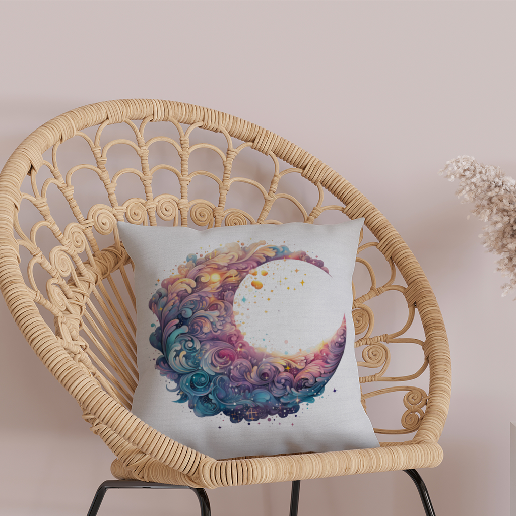 Colorful Swirled Celestial Moon Decorative pillow cover