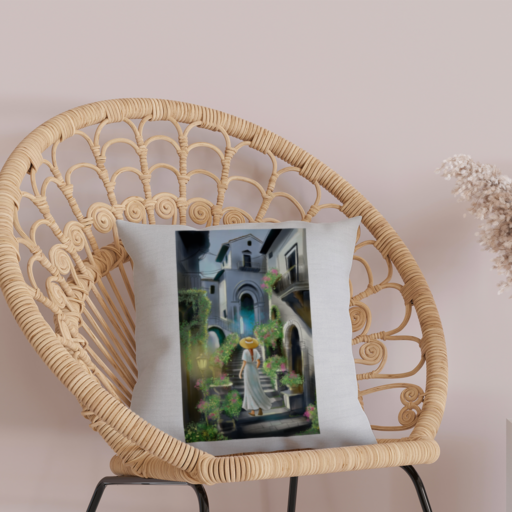 Journey Through Time The Tale of Flowery Streets Decorative pillow cover
