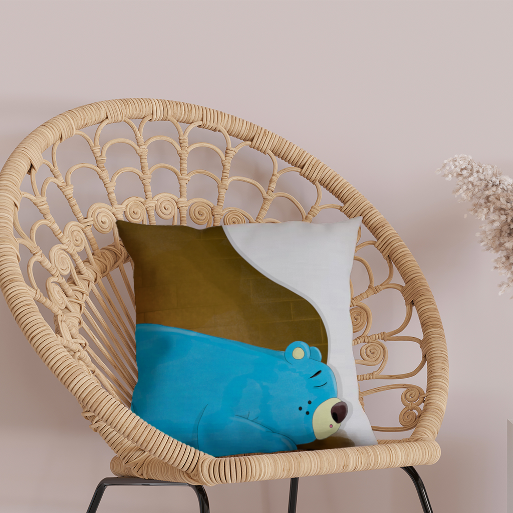 Blue teddy bear Pooli-Fairytale Character Decorative pillow cover
