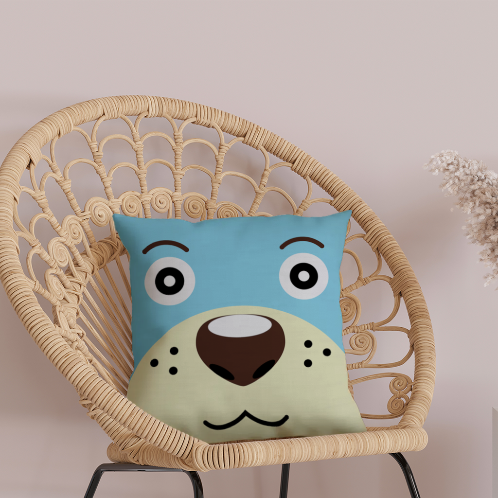 Teddy Bear Pooli-Cute Blue Bear Pooli Face Decorative pillow cover