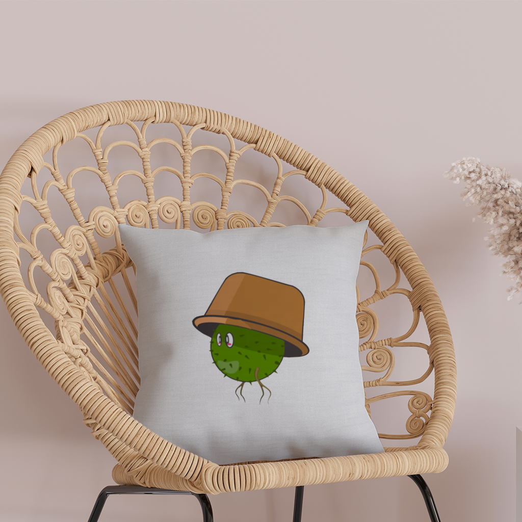 Fakemon, kaktüs karakter, şirin bitki canavarı Dekoratif Kırlent Kılıfı