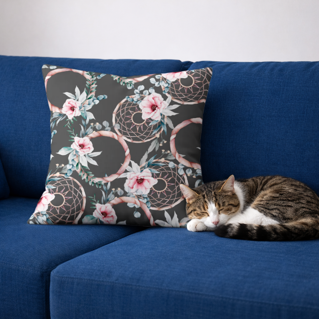 Boho Floral Dreamcatcher Pattern Decorative pillow cover