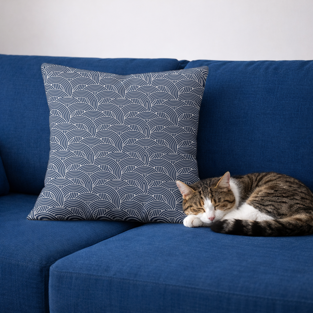 Navy and White Semi Circle Geometric Pattern Decorative pillow cover