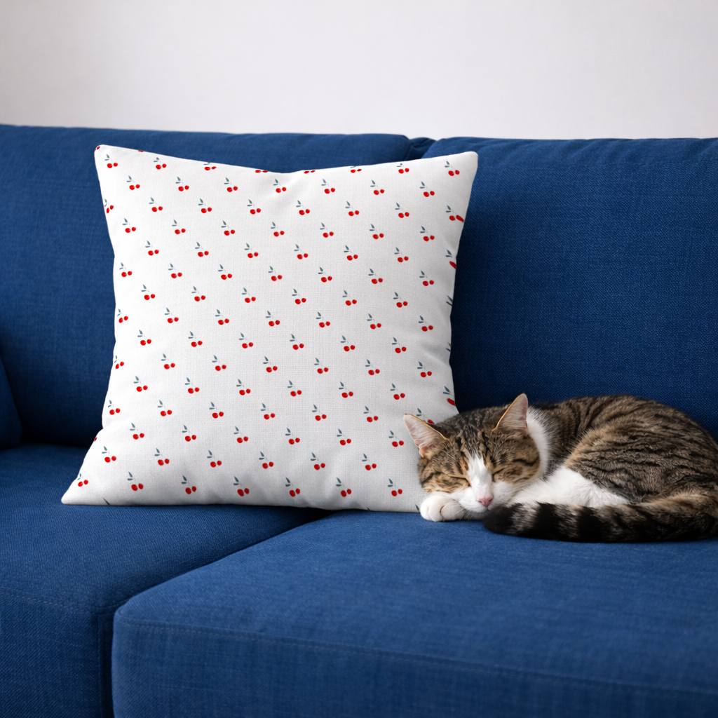 Minimal Cherry Repeat Pattern Background Decorative pillow cover