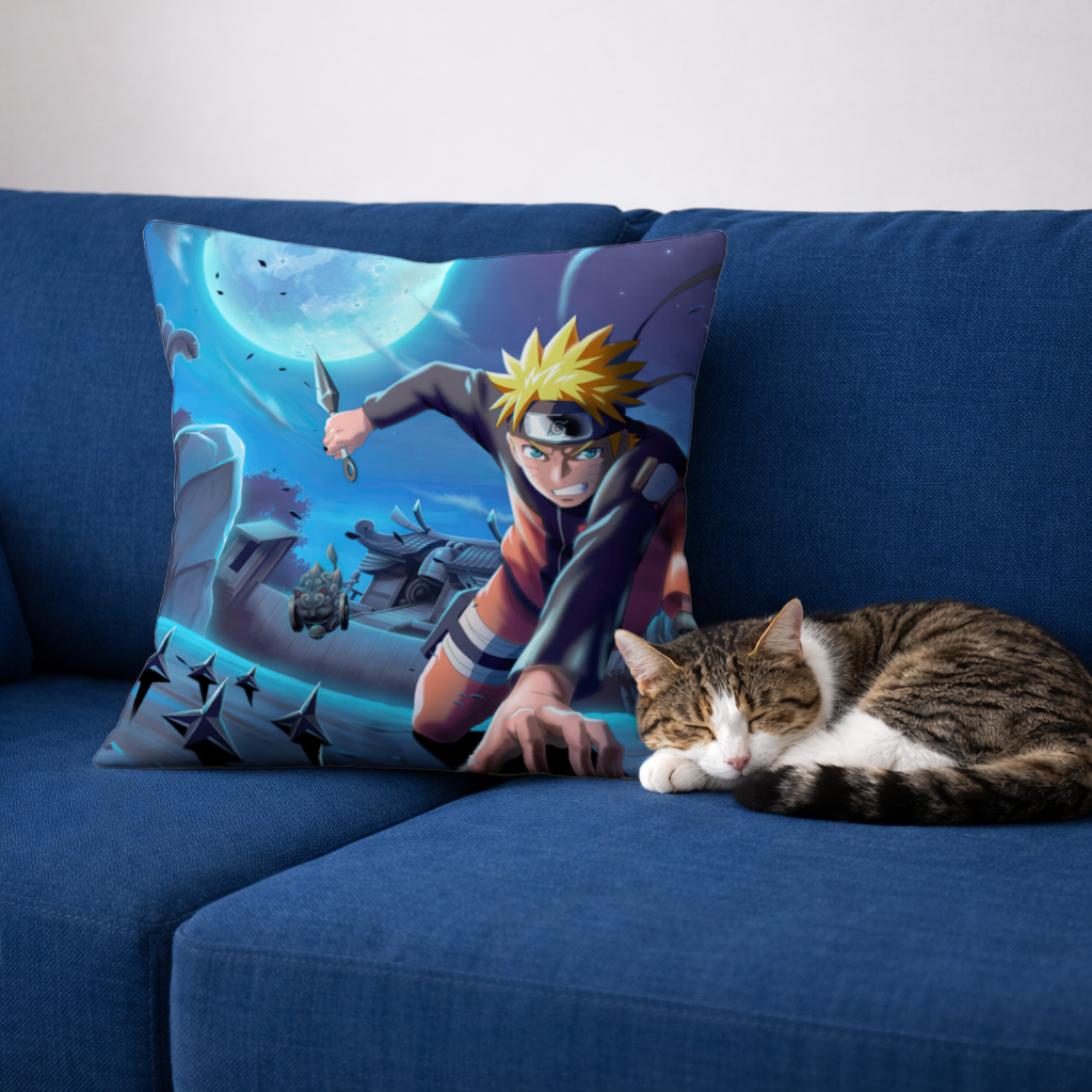 Naruto Uzumaki Ay Işığında Şinobi Saldırısı Dekoratif Kırlent Kılıfı